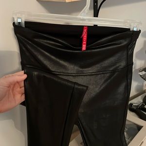 Spanx Faux Leather Leggings - black large petite